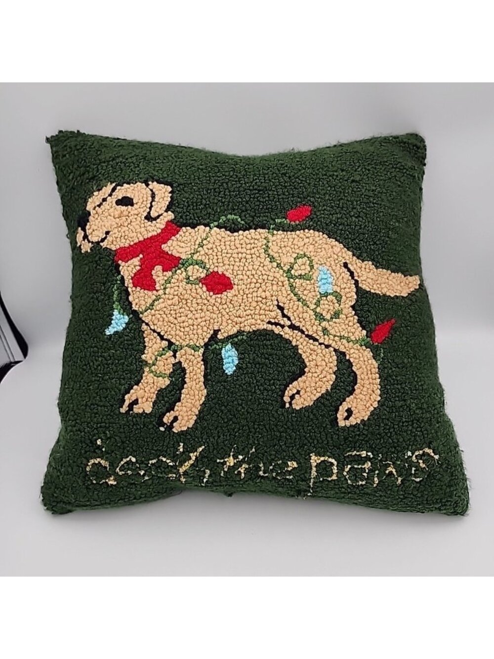 LABRADOR DOG - DECK THE PAWS - CHRISTMAS PILLOW BY ST.NICHOLAS SQUARE 13x13"